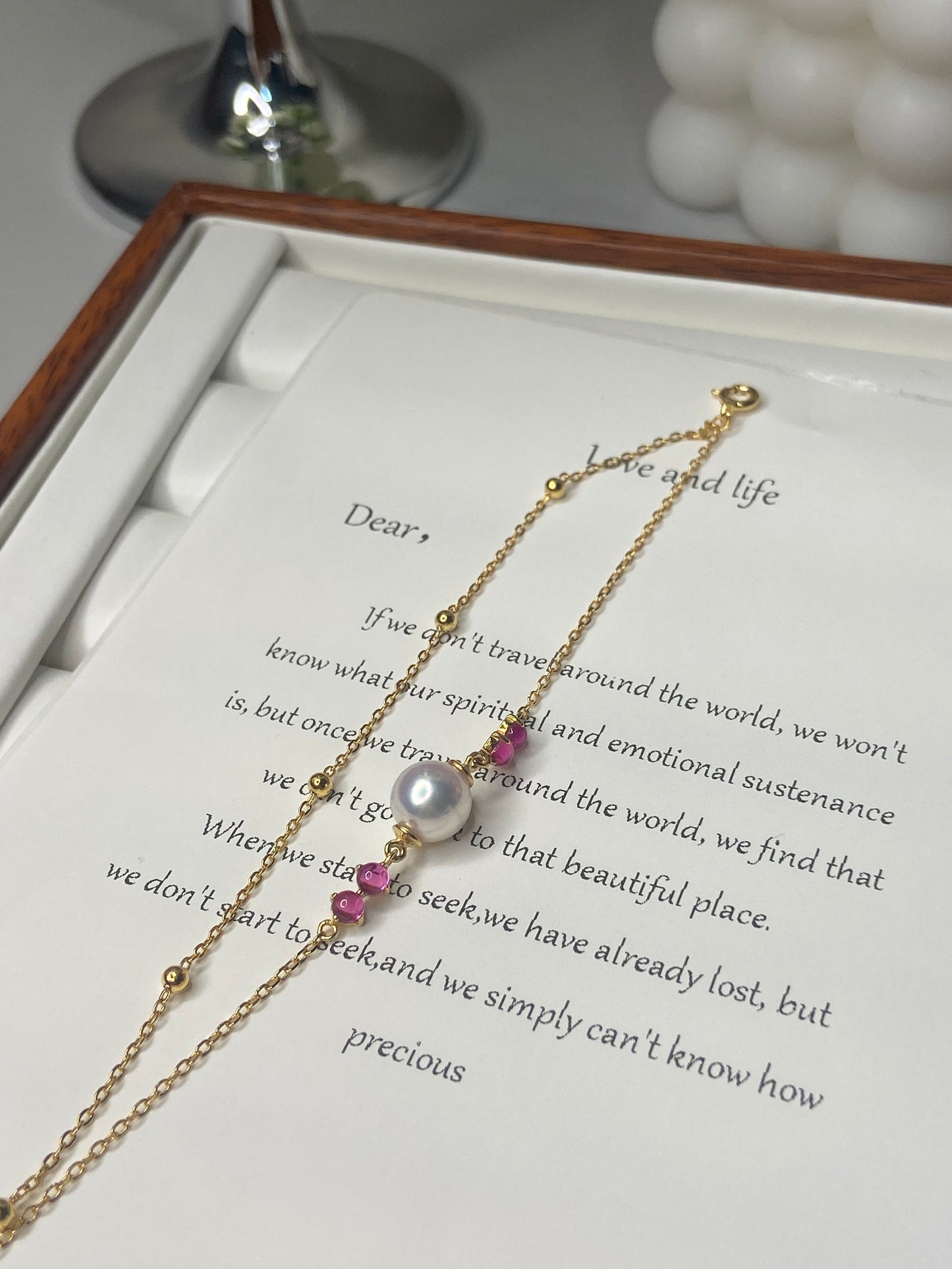 Link No.1    Japanese Akoya Rose Pink pearl bracelet