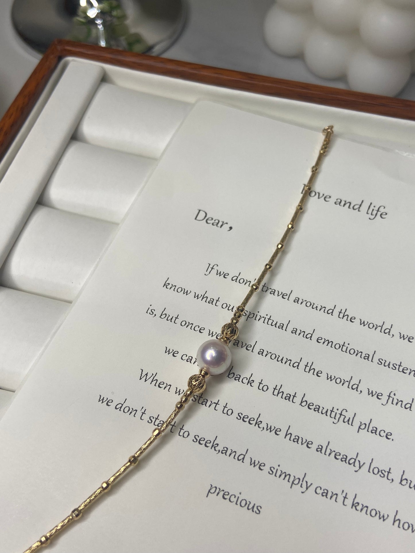 Link No.2 Japanese Akoya Rose Pink seawater pearl bracelet